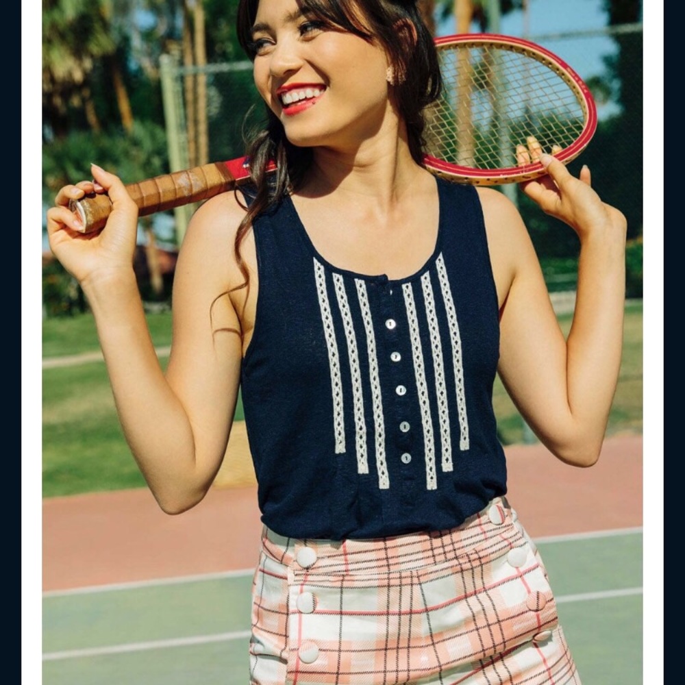 Modcloth Linen Lace Tank
